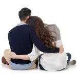 28889556-asian-couple-sit-on-ground-and-hug-each-other-rear-view-on-white-background